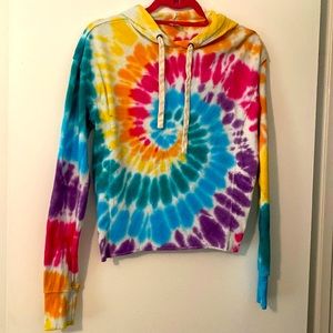 Mid length tie dye hoodie